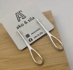 Silver Elongated Loop Drop Earrings