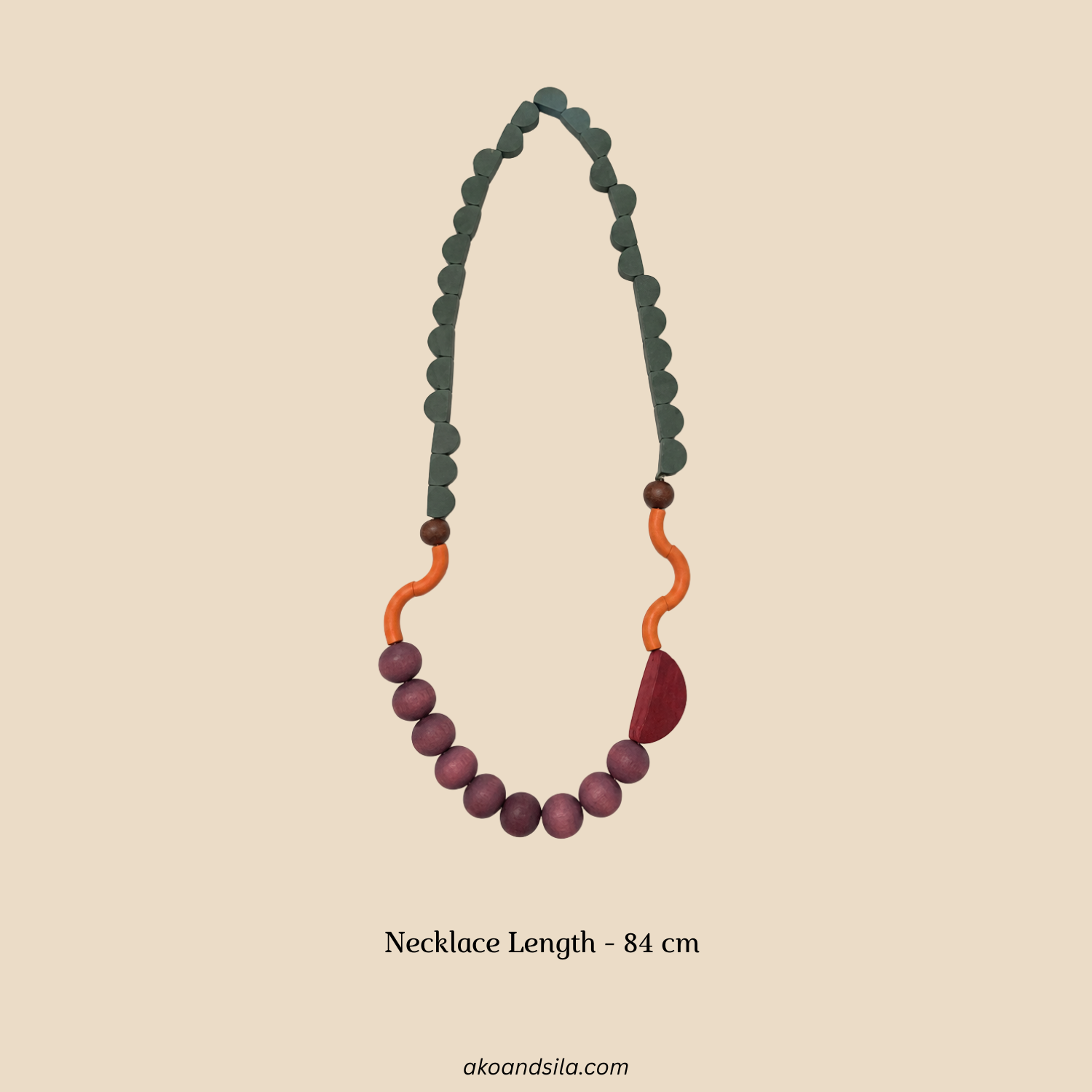 Berry Olive Wood Necklace - Image 2
