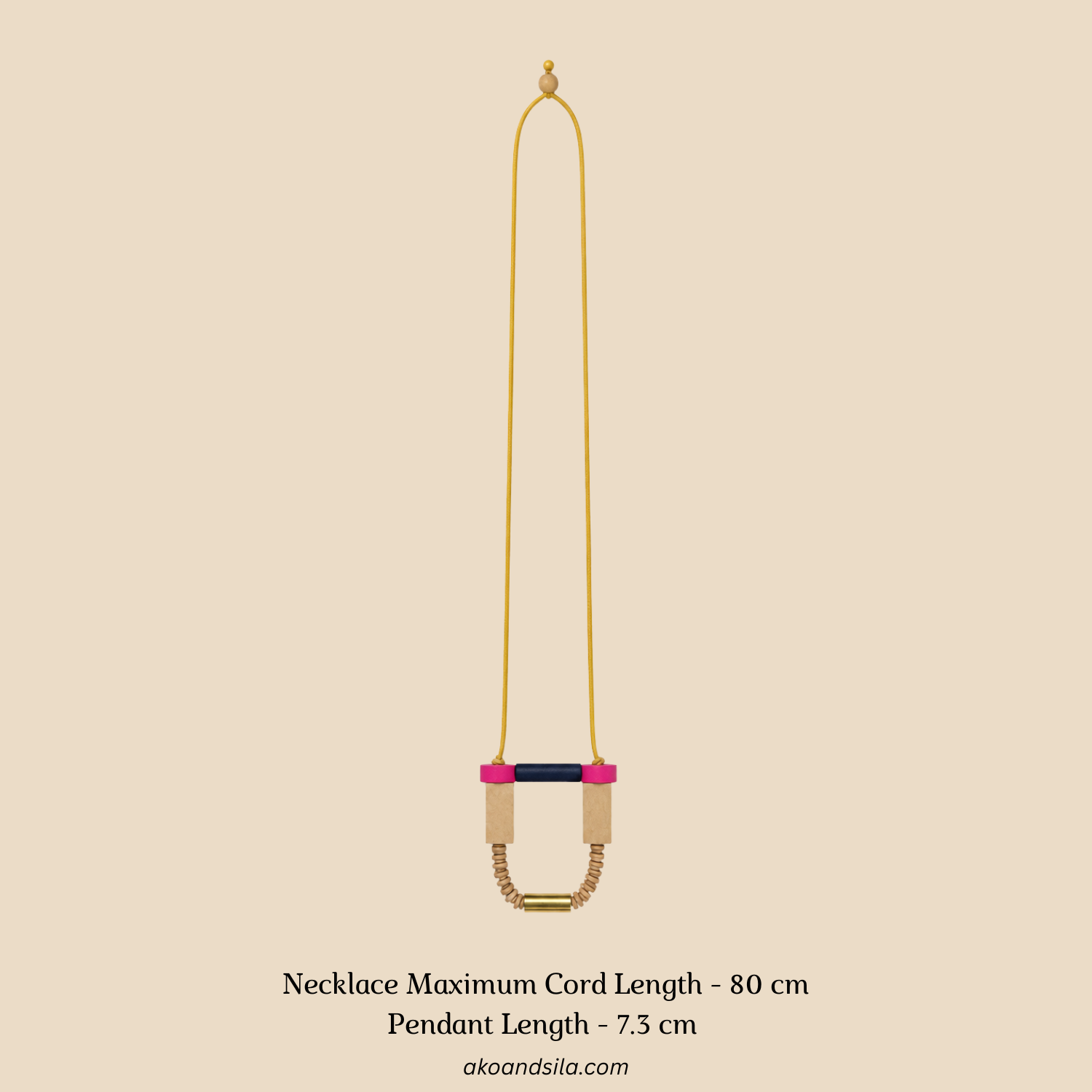 Pink Color Block Wood Collar Necklace - Image 2