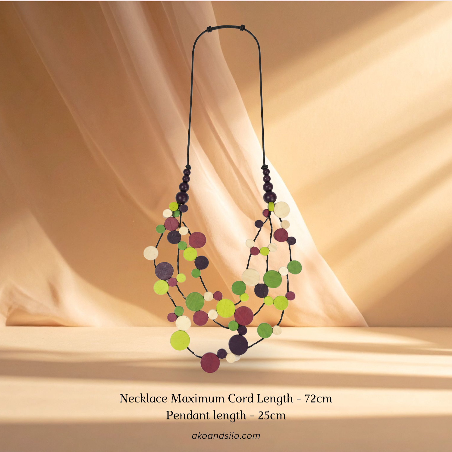 Green Brown Disc Layer Necklace - Image 2