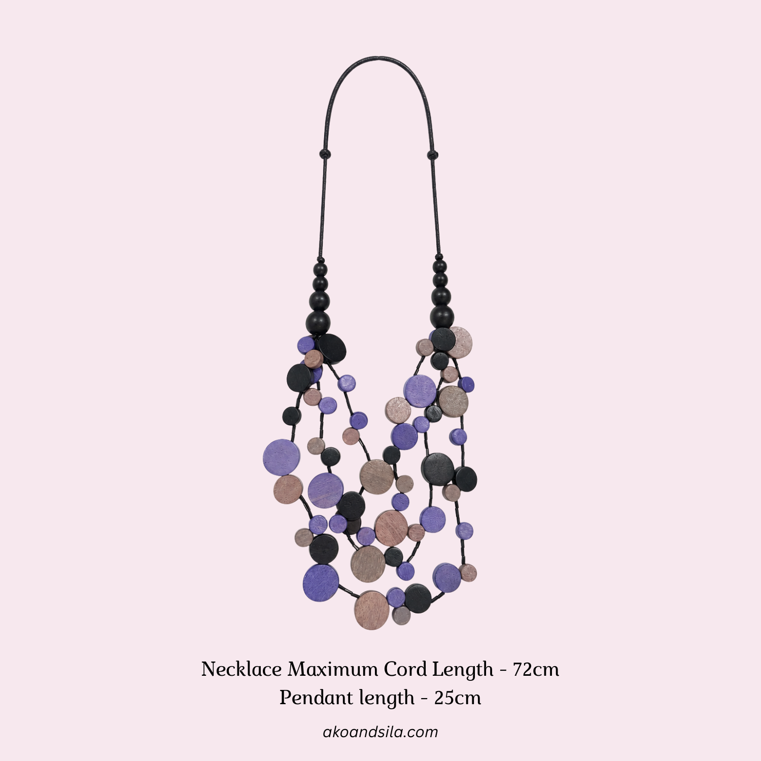 Purple Grey Disc Layer Necklace - Image 2