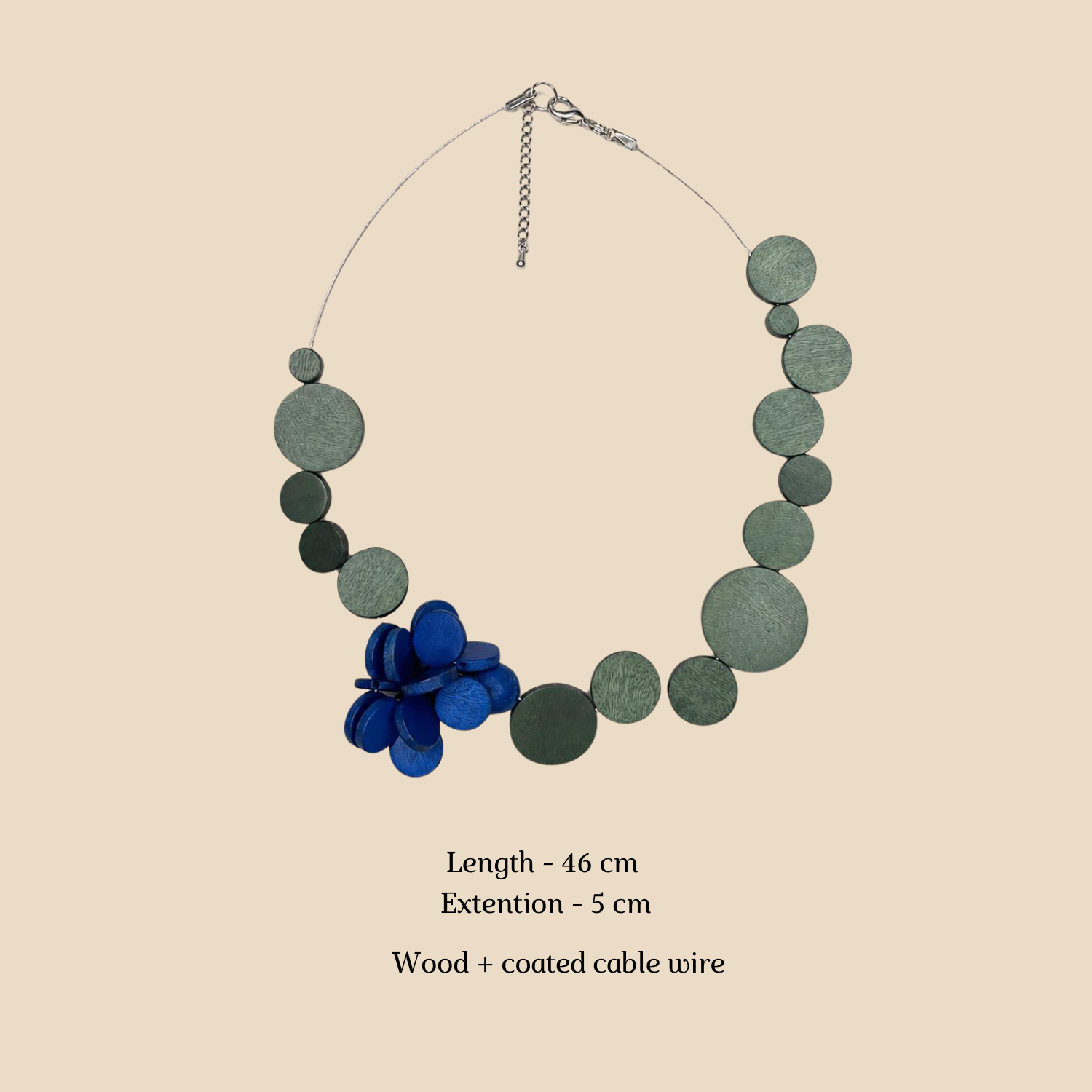 Sage Blue Floral Dis Bib Necklace - Image 2