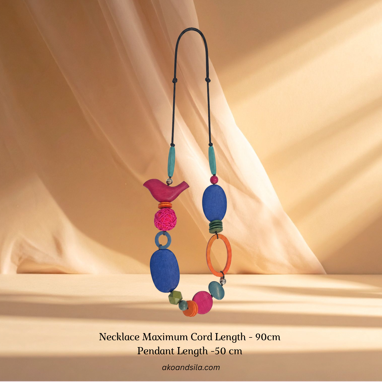 Color Pop Bead Wood Necklace - Image 2