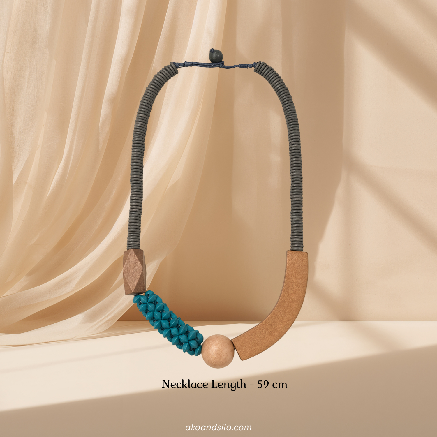 Mustard Teal Statement Necklace - Image 2
