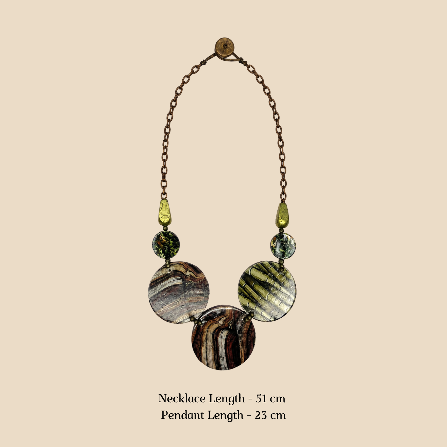 Earth Tone Disc Wood Necklace - Image 5