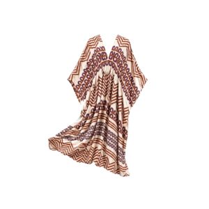 Cream Mustard Brown Geometric Print Free Size Dress