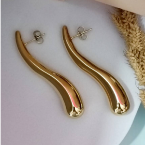 Gold Curve Drop Earrings