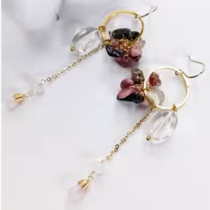 Pink Mix Crystal Hoop Earrings