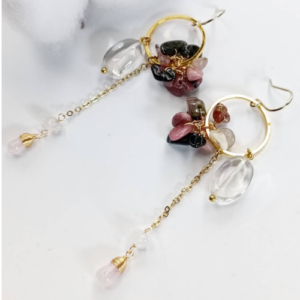 Pink Mix Crystal Hoop Earrings