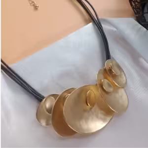 Gold Disc Cord Necklace