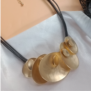 Gold Disc Cord Necklace