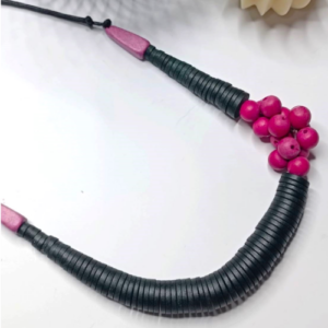 Pink Bead Wood Necklace