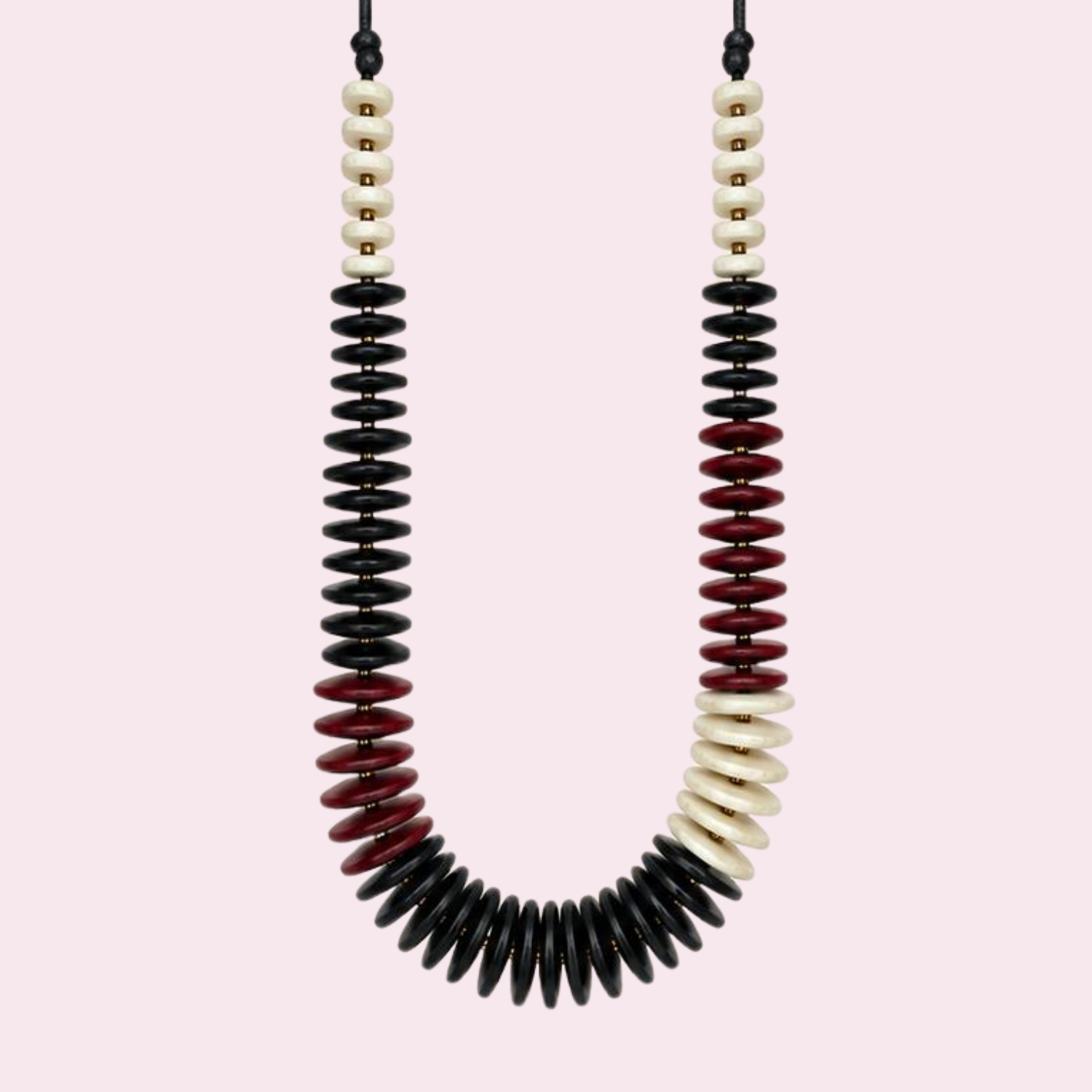 Scarlet Bloom Wooden Necklace - Image 3