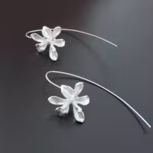 Silver Flower Threader Earrings