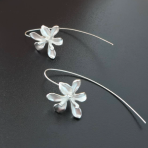 Silver Flower Threader Earrings