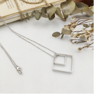 Silver Double Square Necklace