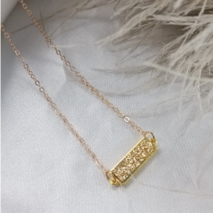 Gold Textured Bar Necklace