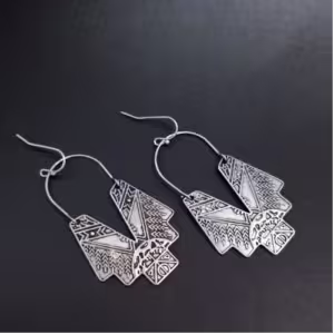 Silver Tribal Fan Earrings