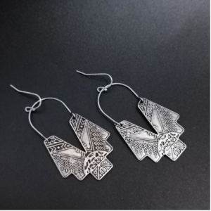Silver Tribal Fan Earrings