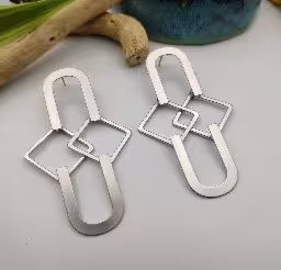 Silver Linked Geometric Earrings