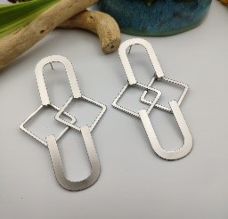 Silver Linked Geometric Earrings