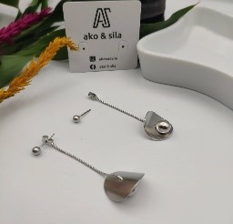 Silver Cone Chain Drop Earrings