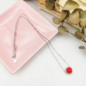 Red Round Stone Necklace