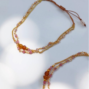 Pink Golden Seed Bead Bracelet