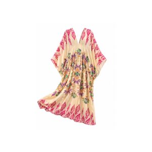 Cream Multicolor Ethnic Print Free Size Dress