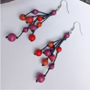 Red Bead Branch Earrings