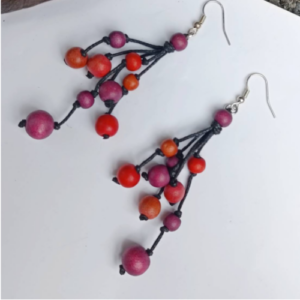 Red Bead Branch Earrings