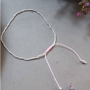 Rosy Silver Beaded Bracelet