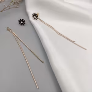 Rose Gold Chain Drop Floral Earrings
