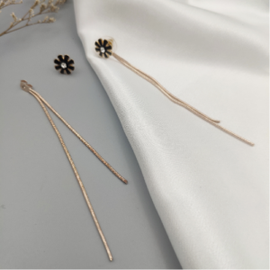 Rose Golden Chain Drop Floral Earrings
