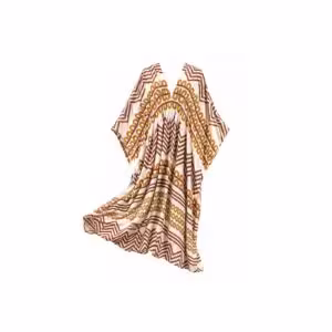 Cream Mustard Brown Geometric Print Free Size Dress