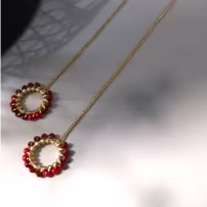 Red Halo Drop Earrings