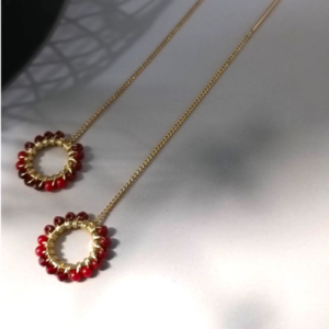 Red Halo Drop Earrings