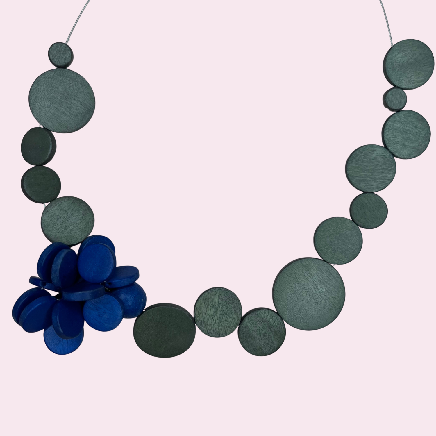 Sage Blue Floral Dis Bib Necklace - Image 3