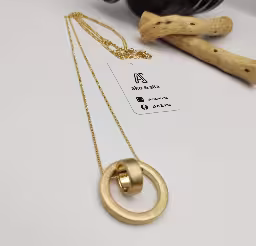 Gold Double Circle Pendant Necklace