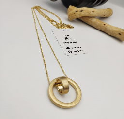 Gold Double Circle Pendant Necklace