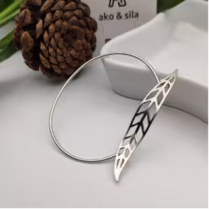 Silver Leaf Wrap Bracelet