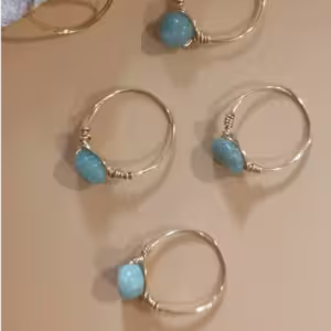 Silver Blue Stone Wrap Ring