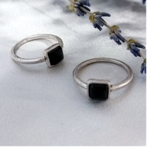 Black Square Stone Ring