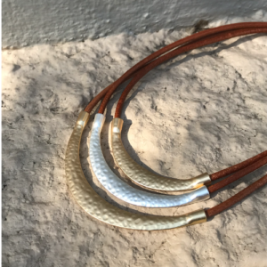 Mixed Metal Hammered Arc Necklace
