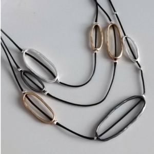 Black Cord Link Necklace