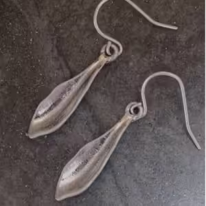 Silver Teardrop Hammered Earrings