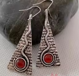 Red Triangle Earrings