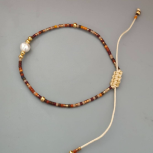Brown Pearl Chain Bracelet