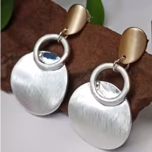 Gold Silver Round Disc Earrings