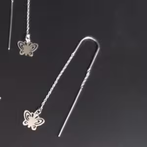 Silver Butterfly Threader Earrings
